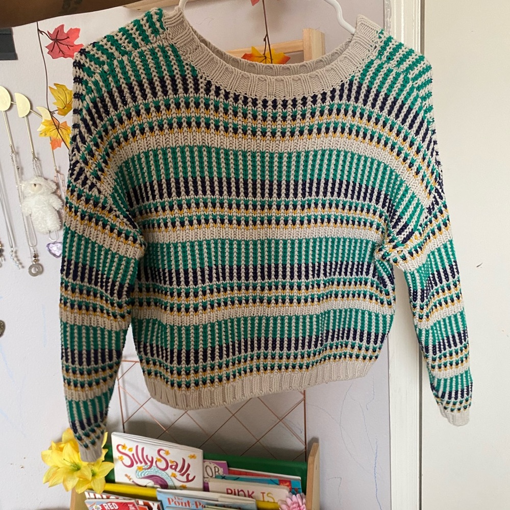 Cute Cropped Sweater - Colorful Trendy Y2K Size Small
